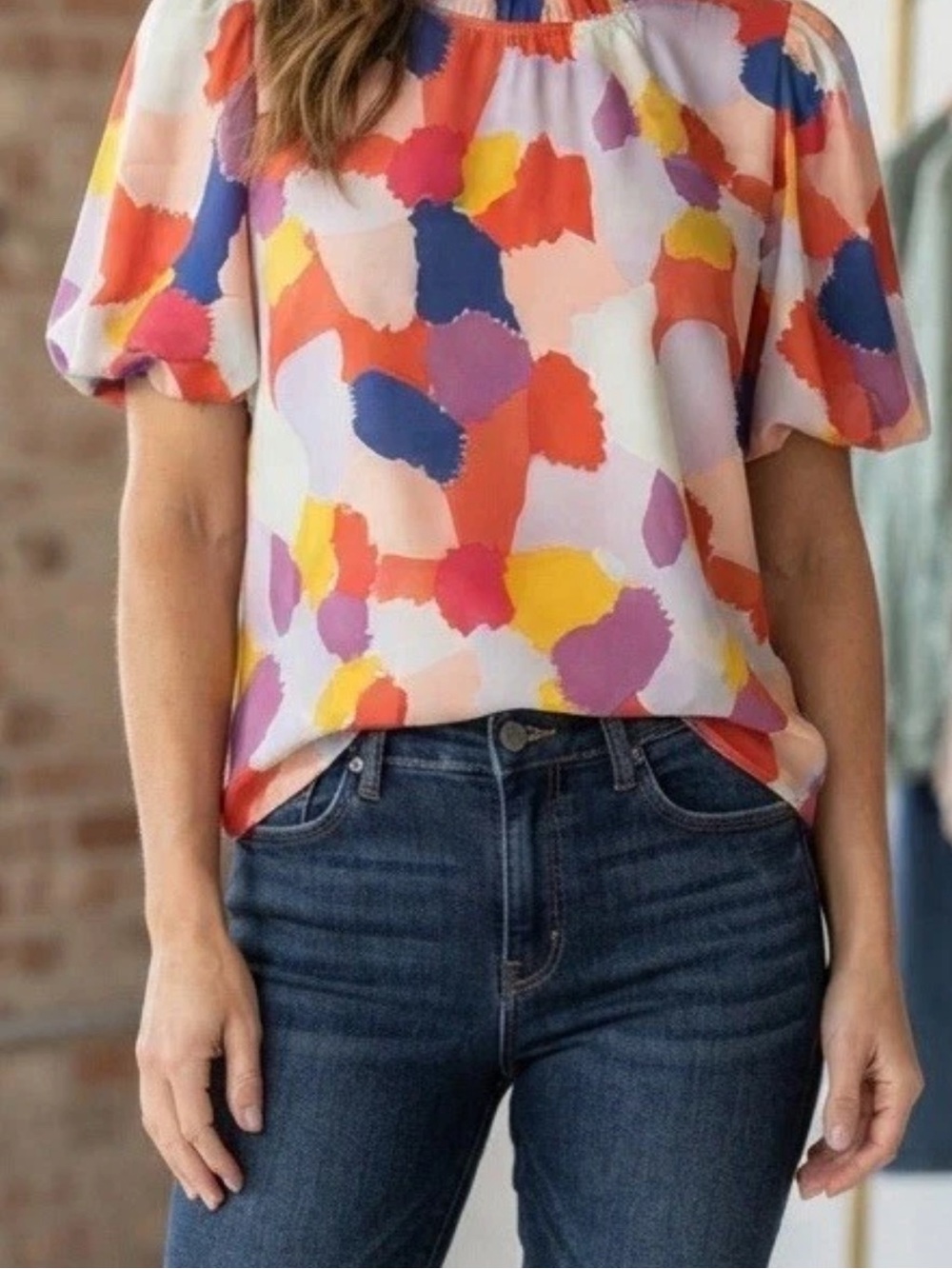Colorful Abstract Print Top Size 2X - Picture 1 of 6